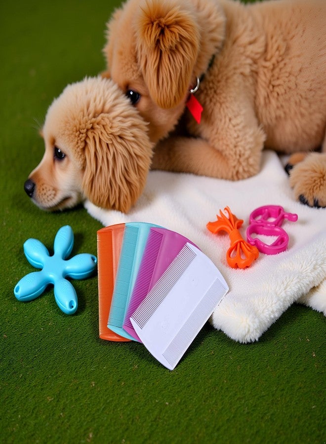 Qintreesify 4 Pcs Lice Combs, Double sided Pet Combs, Cat Dog Pet Grooming Fine Tooth HairMixed Color - Image 2